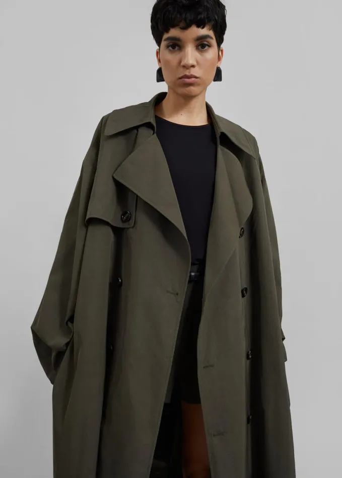 Clothing Women The Frankie Shop Mavis Oversized Trench 8211 Khaki