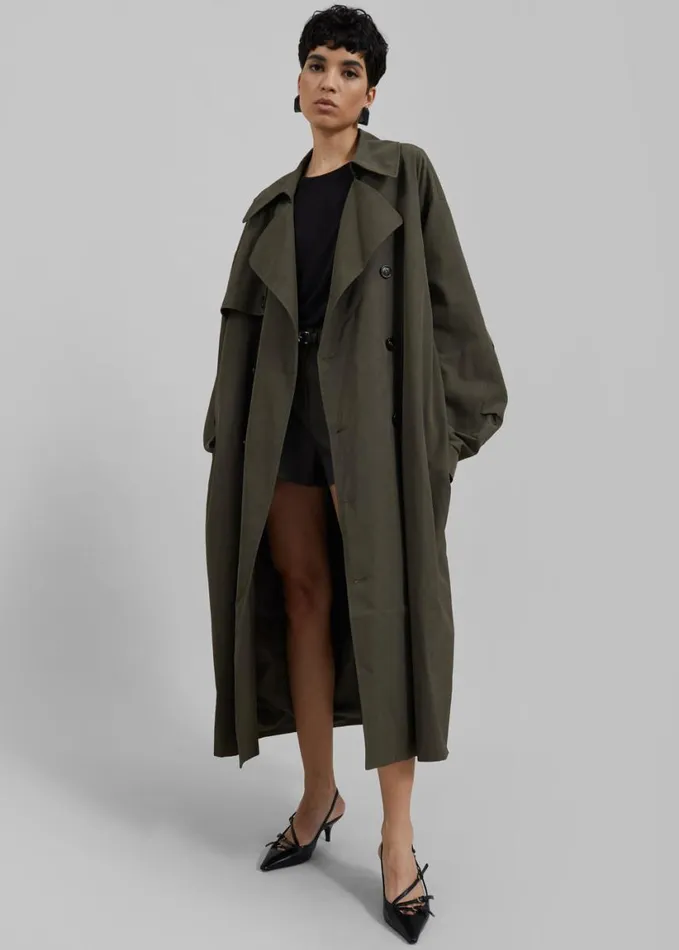Clothing Women The Frankie Shop Mavis Oversized Trench 8211 Khaki