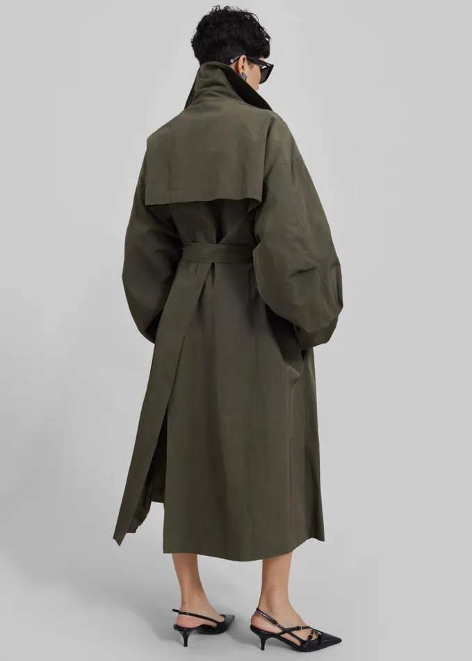 Clothing Women The Frankie Shop Mavis Oversized Trench 8211 Khaki