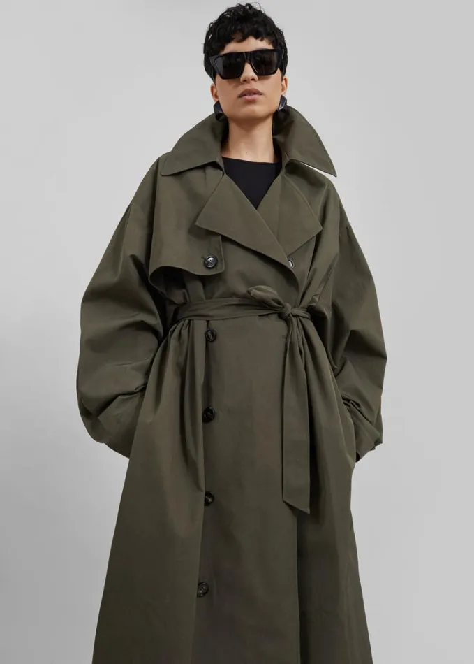 Clothing Women The Frankie Shop Mavis Oversized Trench 8211 Khaki