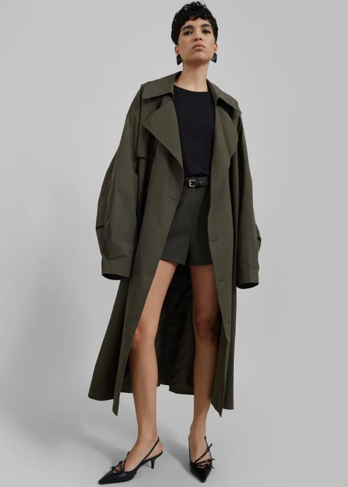 Clothing Women The Frankie Shop Mavis Oversized Trench 8211 Khaki