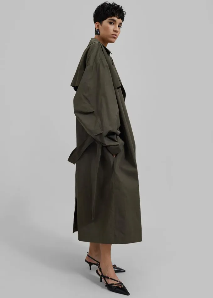 Clothing Women The Frankie Shop Mavis Oversized Trench 8211 Khaki