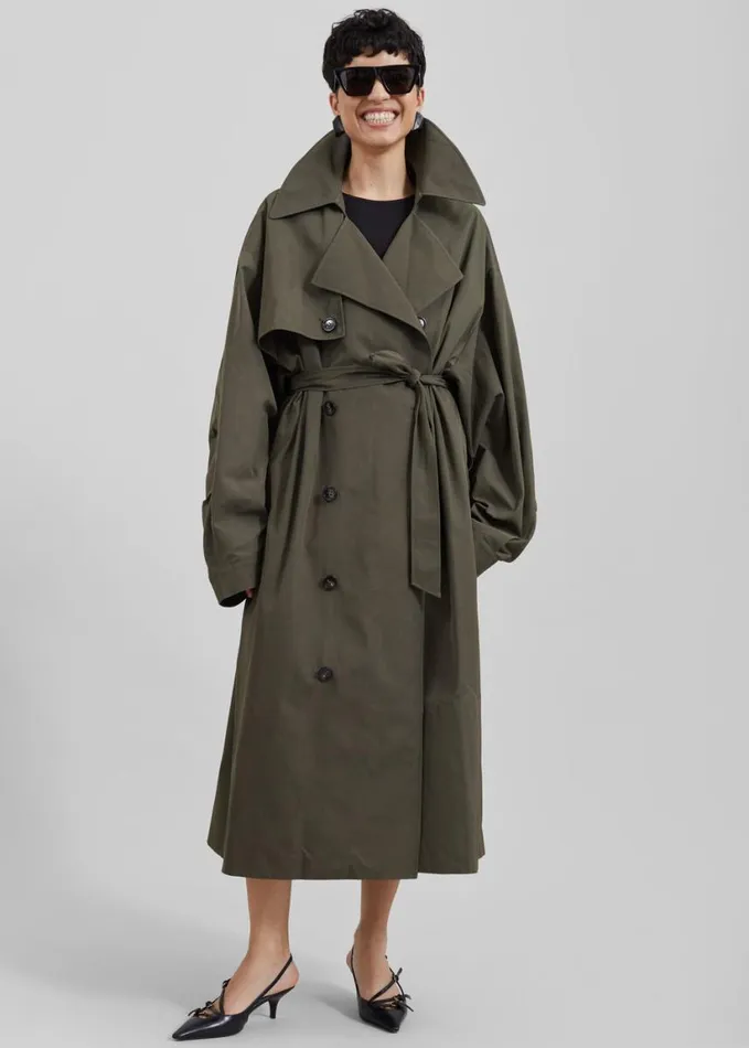 Clothing Women The Frankie Shop Mavis Oversized Trench 8211 Khaki