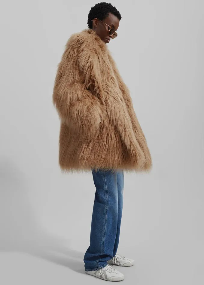 Clothing Women The Frankie Shop Miley Faux Fur Jacket 8211 Camel