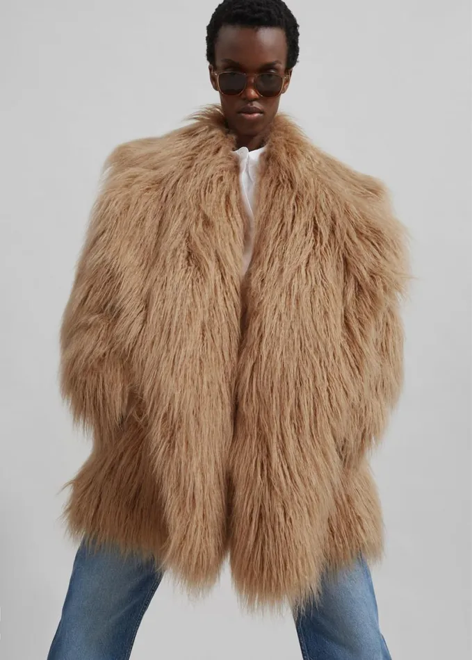 Clothing Women The Frankie Shop Miley Faux Fur Jacket 8211 Camel