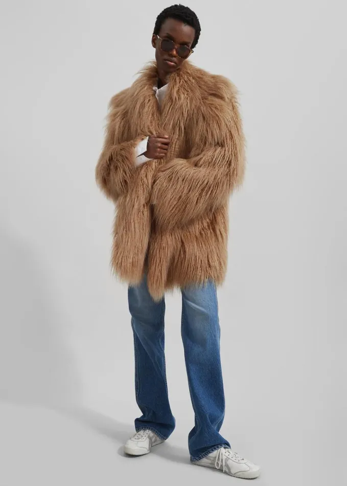 Clothing Women The Frankie Shop Miley Faux Fur Jacket 8211 Camel