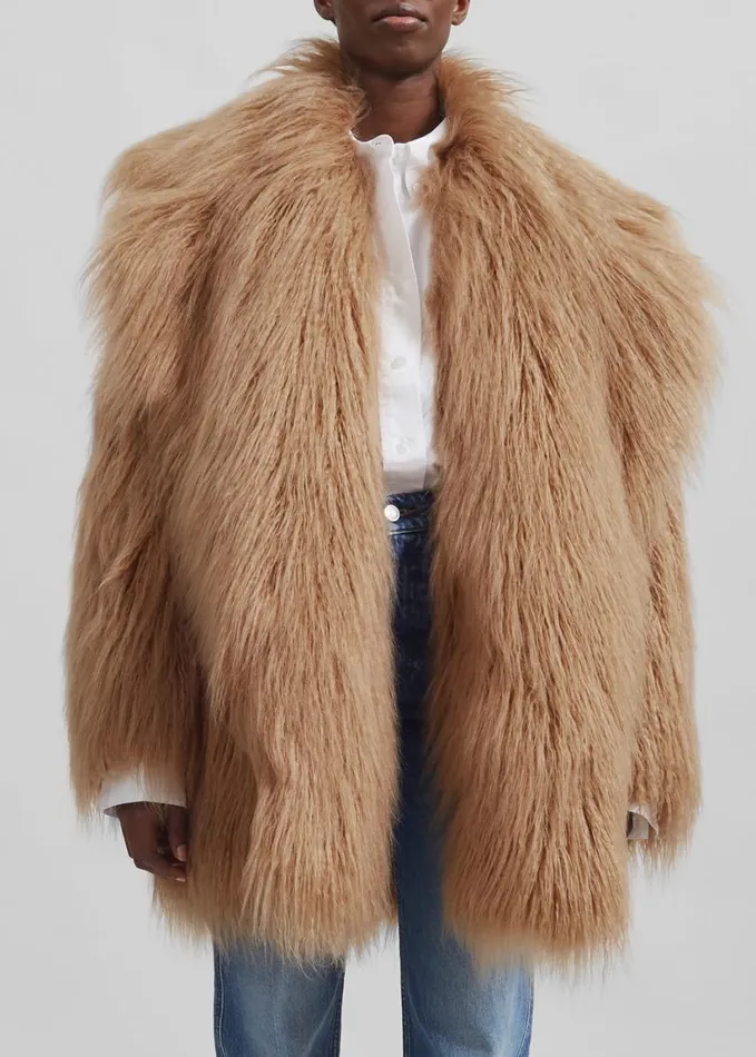 Clothing Women The Frankie Shop Miley Faux Fur Jacket 8211 Camel