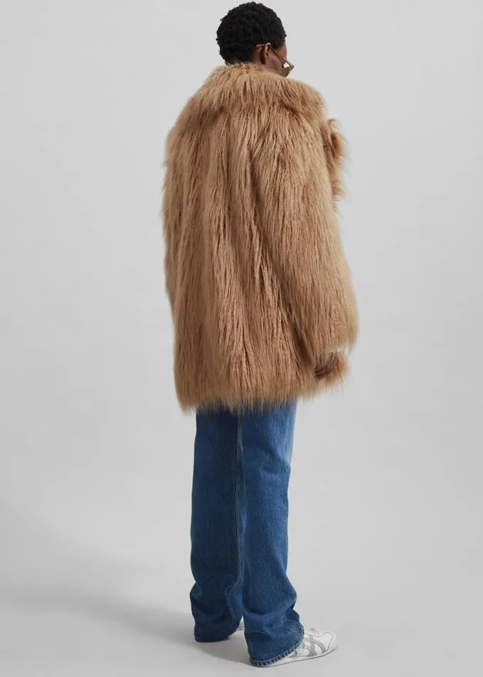 Clothing Women The Frankie Shop Miley Faux Fur Jacket 8211 Camel