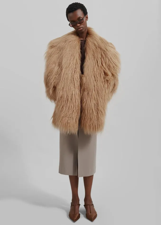 Clothing Women The Frankie Shop Miley Faux Fur Jacket 8211 Camel