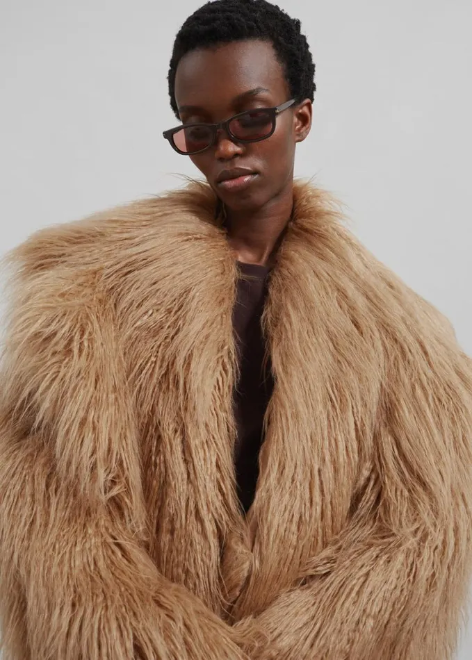 Clothing Women The Frankie Shop Miley Faux Fur Jacket 8211 Camel