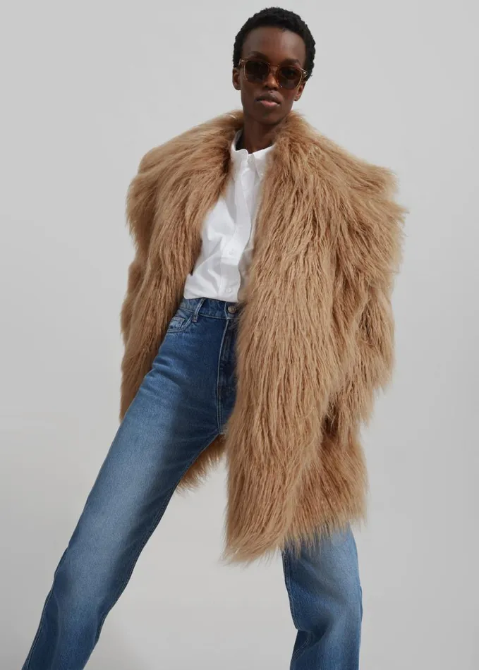 Clothing Women The Frankie Shop Miley Faux Fur Jacket 8211 Camel