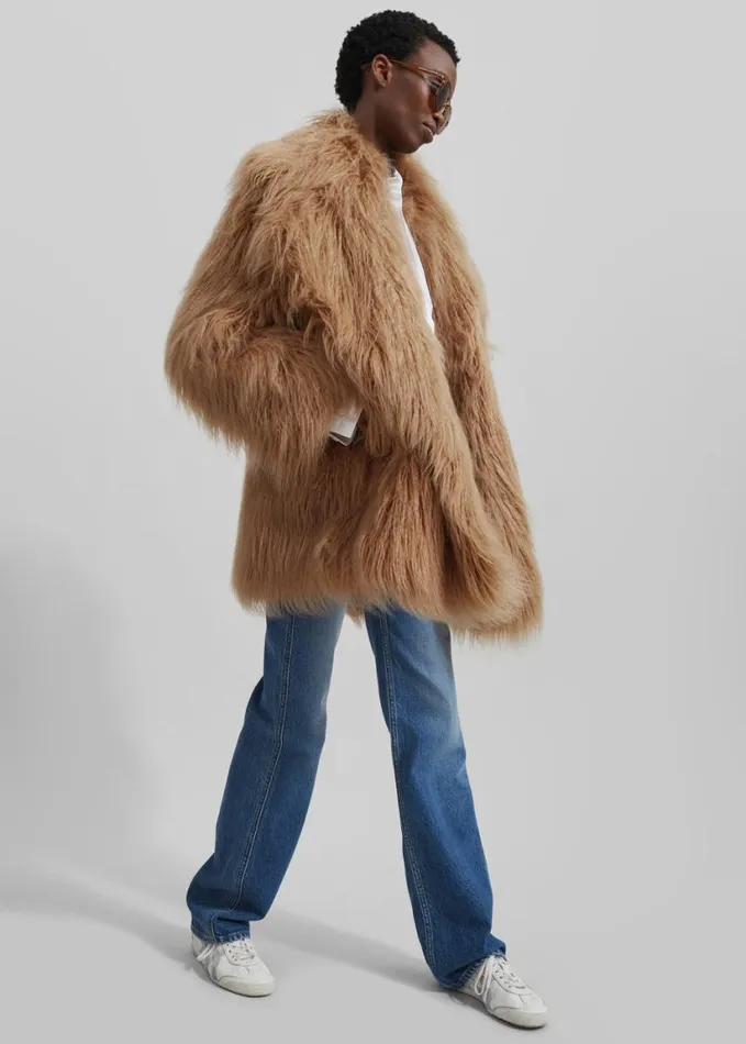 Clothing Women The Frankie Shop Miley Faux Fur Jacket 8211 Camel