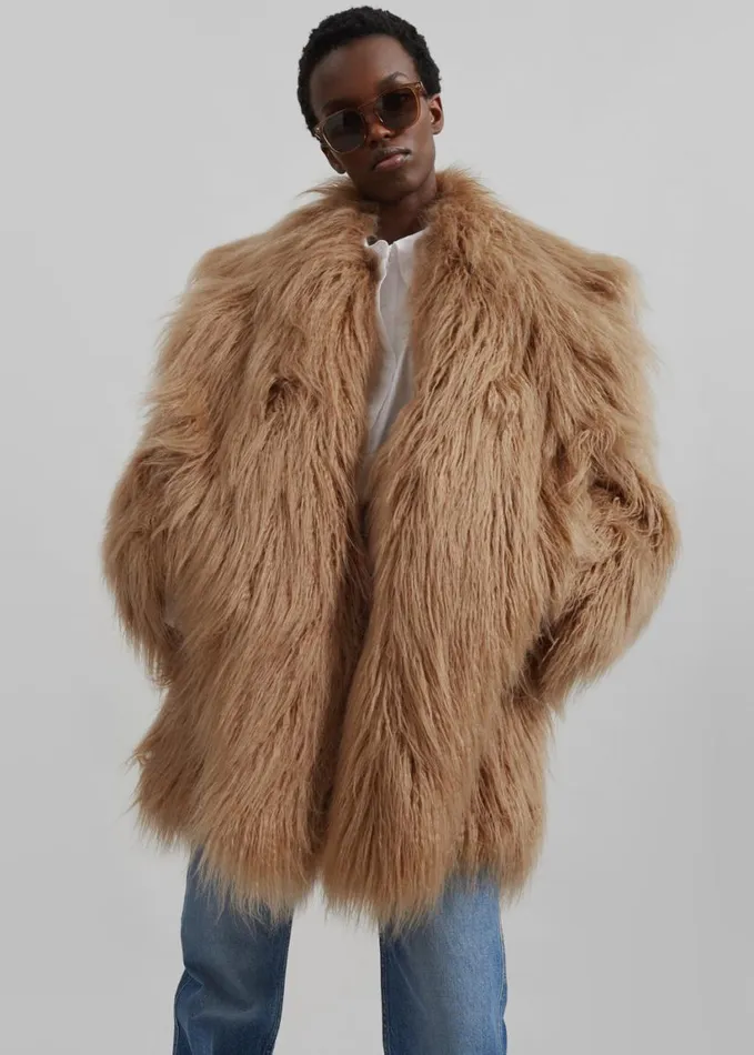 Clothing Women The Frankie Shop Miley Faux Fur Jacket 8211 Camel