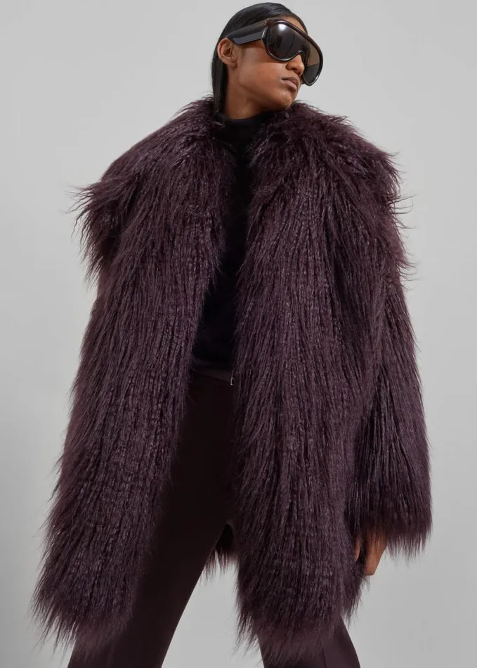 Clothing Women The Frankie Shop Miley Faux Fur Jacket 8211 Dark Plum