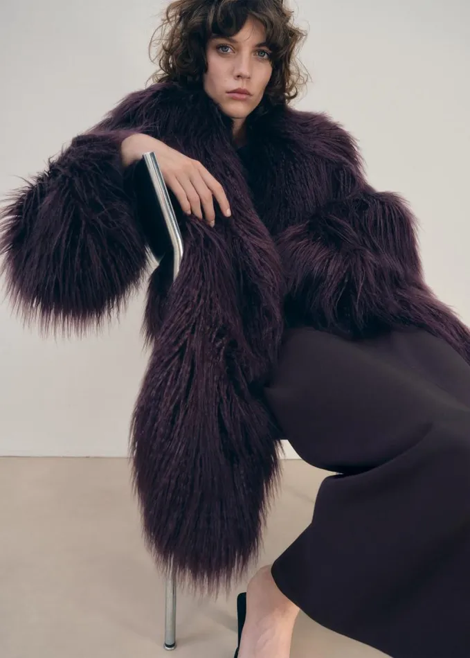 Clothing Women The Frankie Shop Miley Faux Fur Jacket 8211 Dark Plum