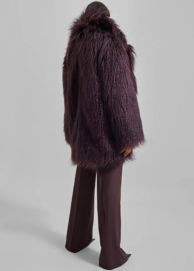 Clothing Women The Frankie Shop Miley Faux Fur Jacket 8211 Dark Plum