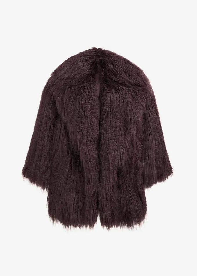 Clothing Women The Frankie Shop Miley Faux Fur Jacket 8211 Dark Plum