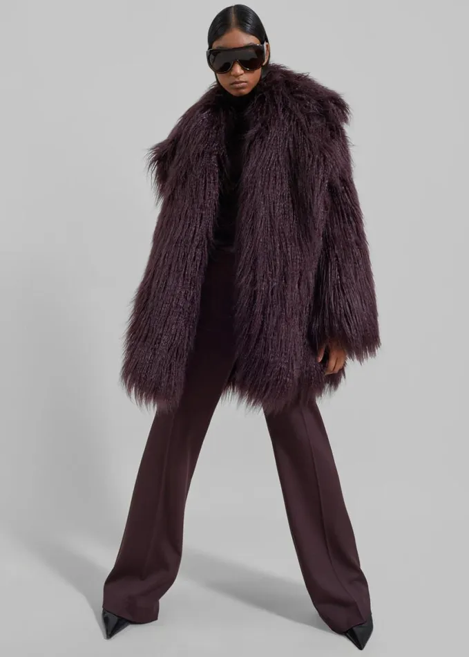Clothing Women The Frankie Shop Miley Faux Fur Jacket 8211 Dark Plum