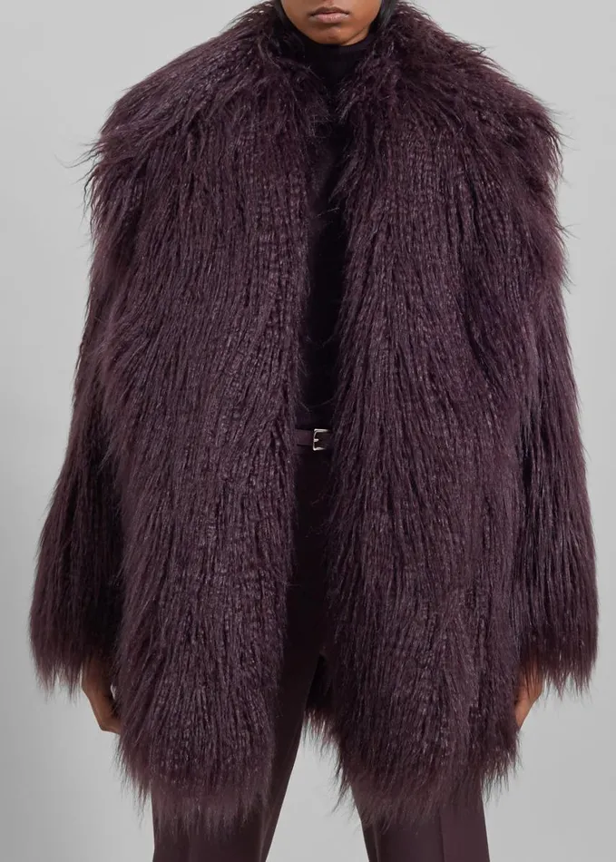 Clothing Women The Frankie Shop Miley Faux Fur Jacket 8211 Dark Plum