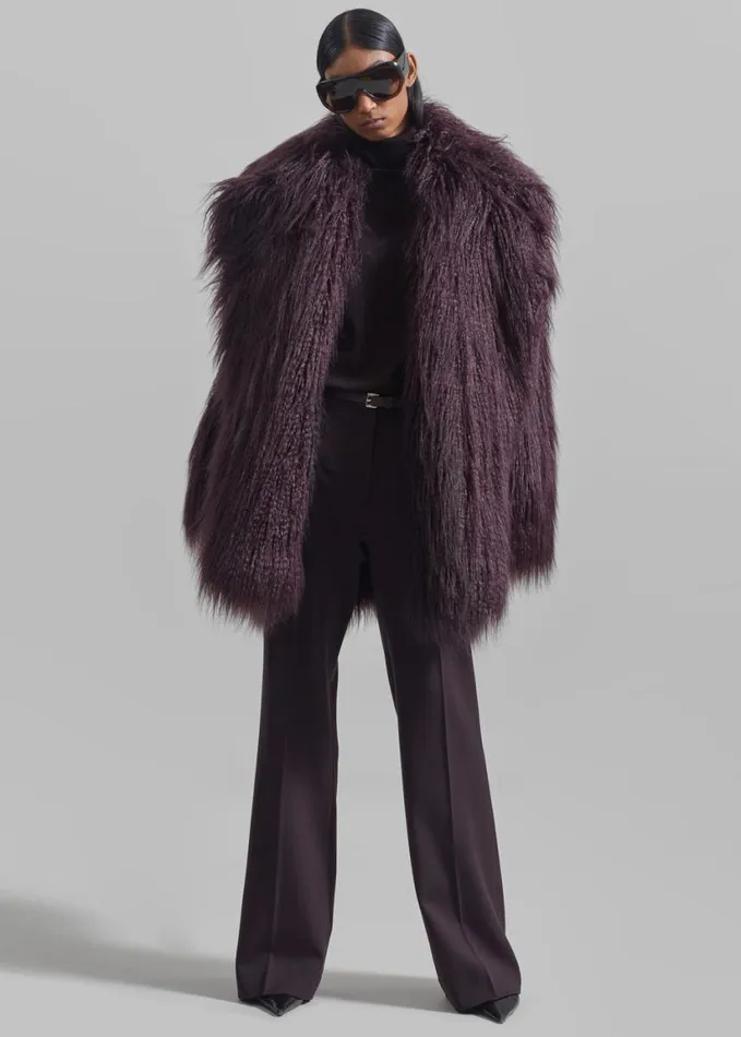Clothing Women The Frankie Shop Miley Faux Fur Jacket 8211 Dark Plum