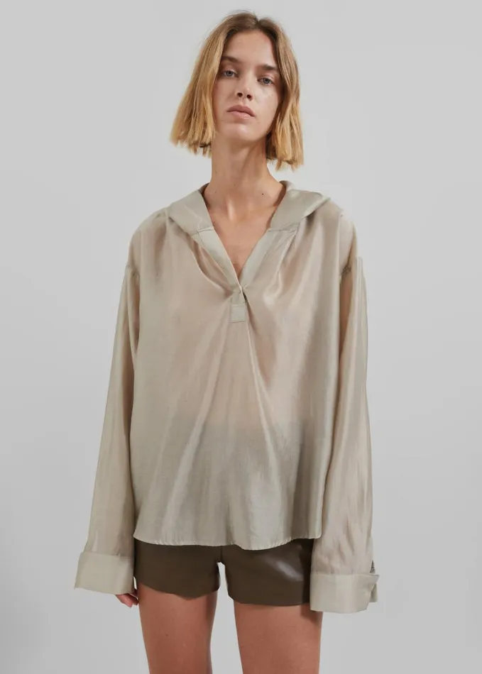 Clothing Women The Frankie Shop Moraine Hooded Blouse 8211 Beige
