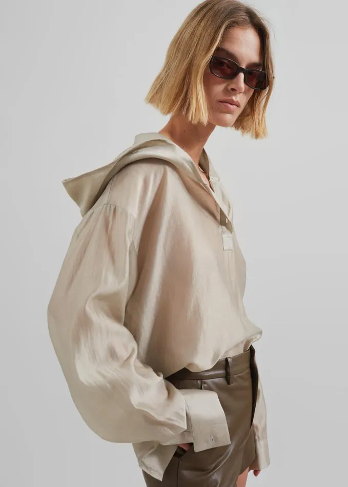 Clothing Women The Frankie Shop Moraine Hooded Blouse 8211 Beige