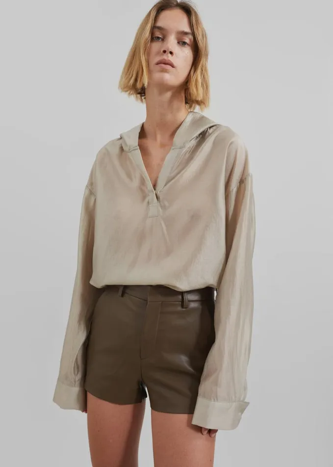 Clothing Women The Frankie Shop Moraine Hooded Blouse 8211 Beige