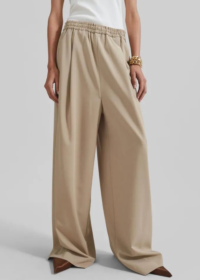 Clothing Women The Frankie Shop Neva Wide Trousers 8211 Beige