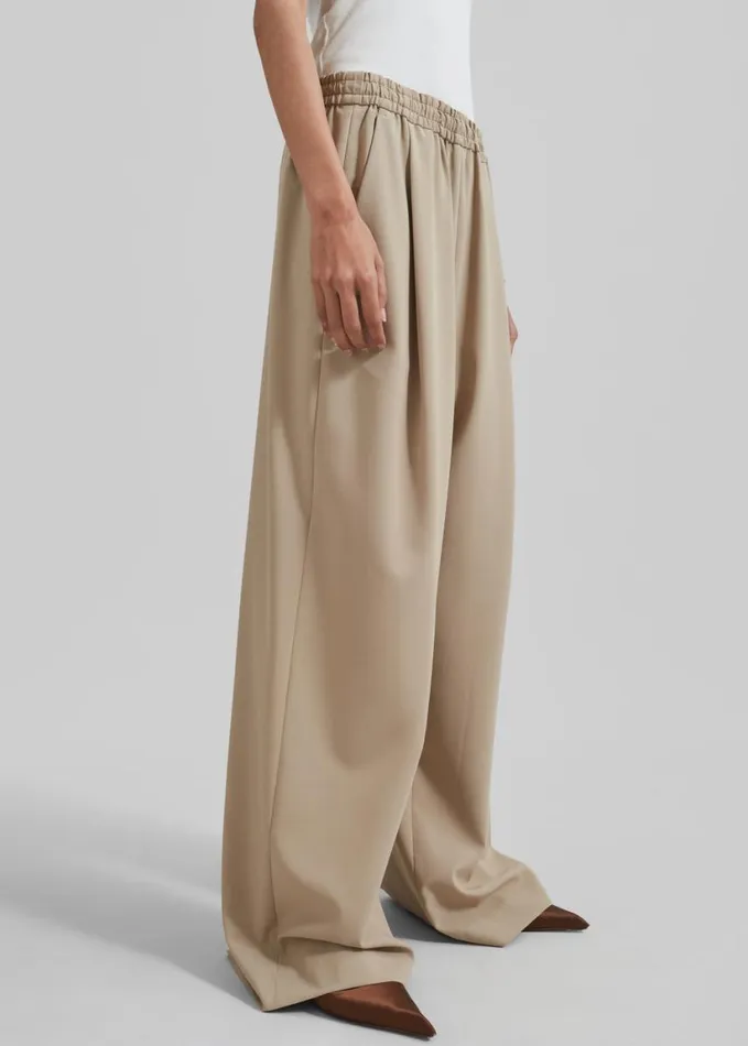 Clothing Women The Frankie Shop Neva Wide Trousers 8211 Beige