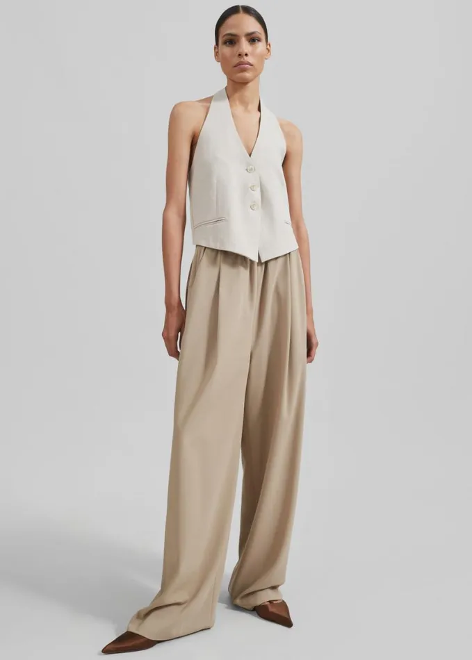 Clothing Women The Frankie Shop Neva Wide Trousers 8211 Beige
