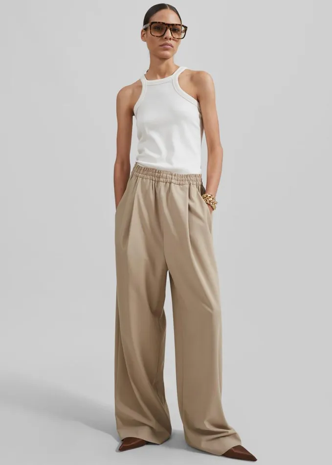 Clothing Women The Frankie Shop Neva Wide Trousers 8211 Beige