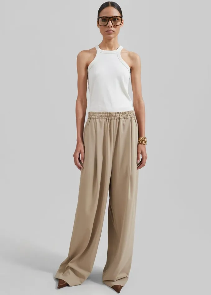 Clothing Women The Frankie Shop Neva Wide Trousers 8211 Beige