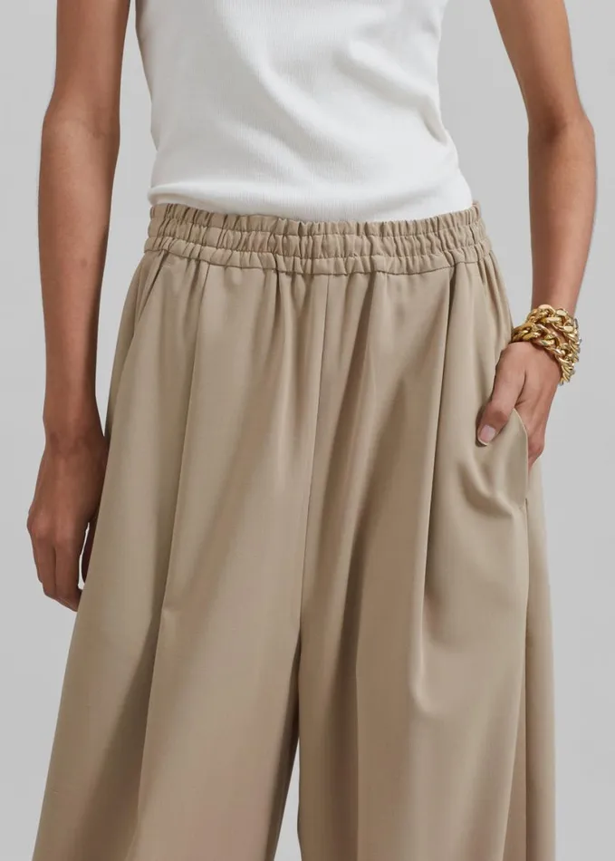 Clothing Women The Frankie Shop Neva Wide Trousers 8211 Beige