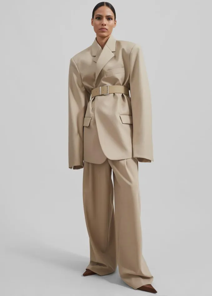 Clothing Women The Frankie Shop Neva Wide Trousers 8211 Beige