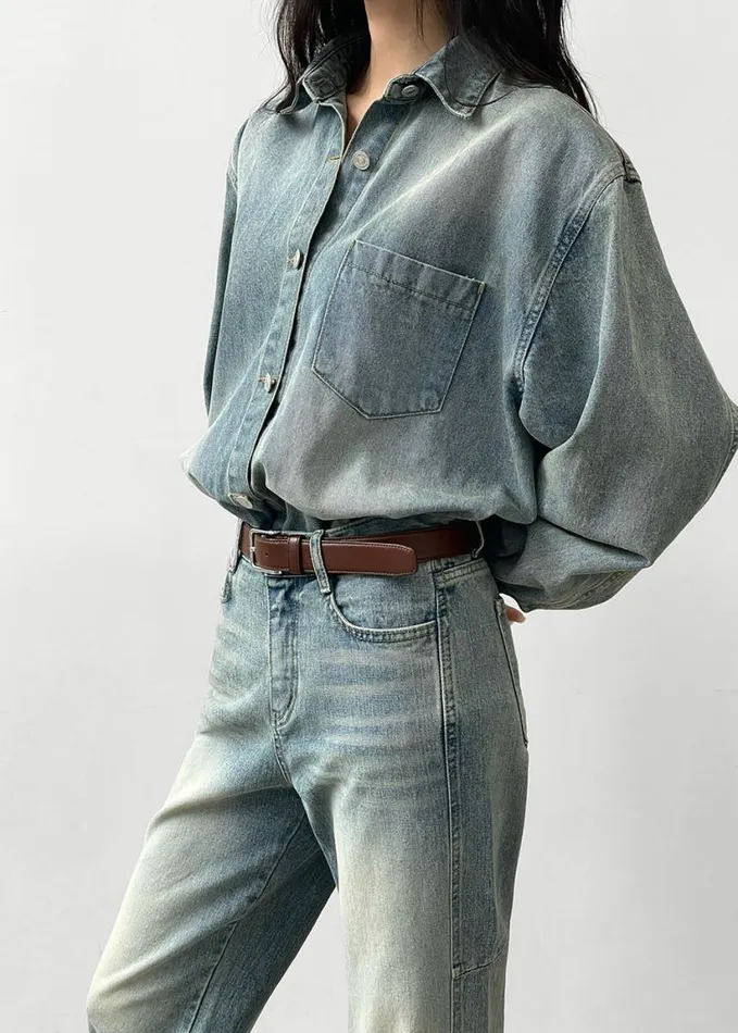 Clothing Women The Frankie Shop Nevada Denim Shirt 8211 Light Wash