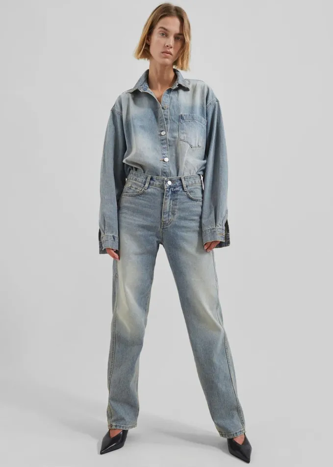 Clothing Women The Frankie Shop Nevada Denim Shirt 8211 Light Wash
