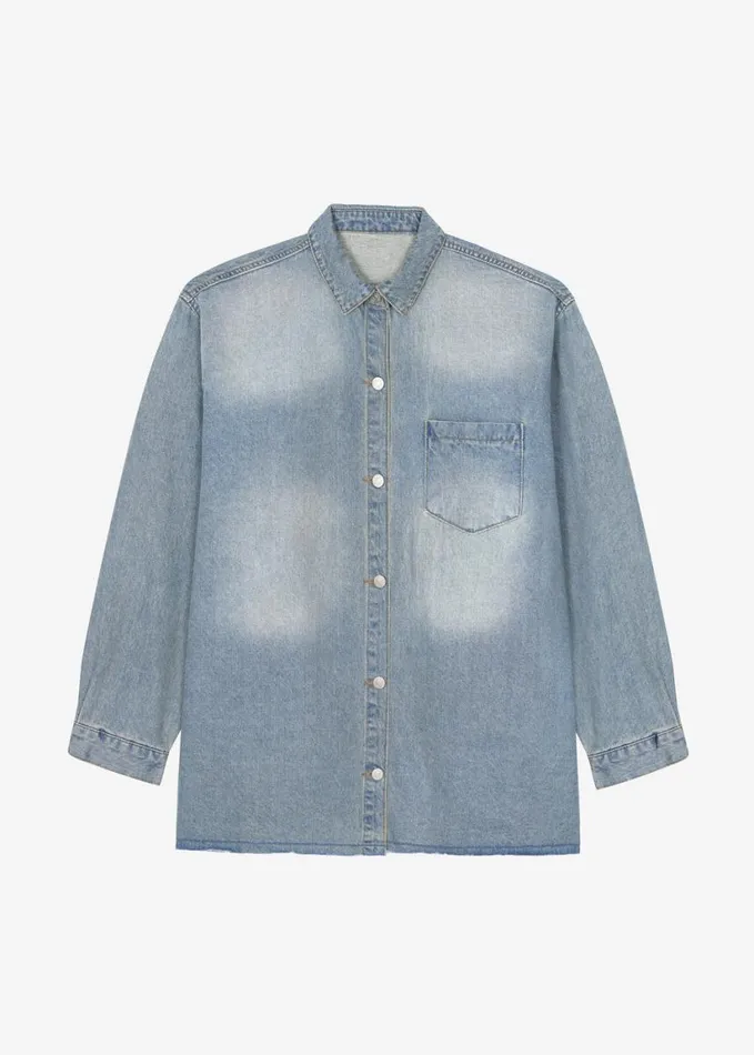 Clothing Women The Frankie Shop Nevada Denim Shirt 8211 Light Wash