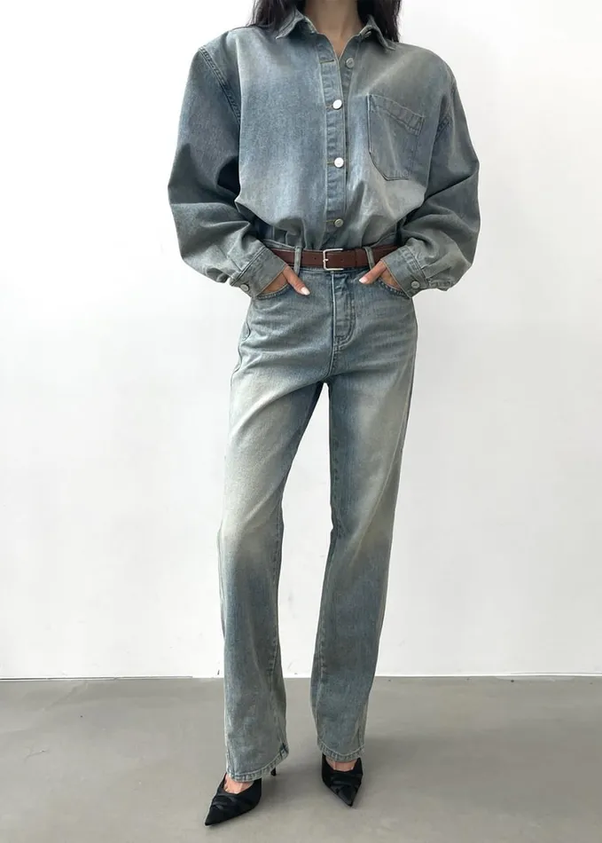 Clothing Women The Frankie Shop Nevada Denim Shirt 8211 Light Wash