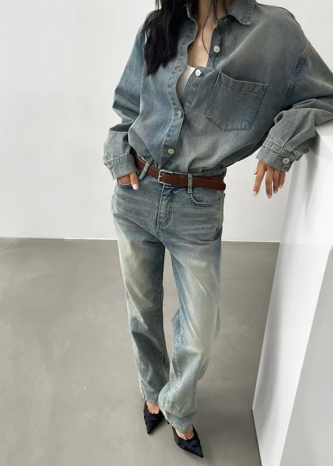 Clothing Women The Frankie Shop Nevada Denim Shirt 8211 Light Wash