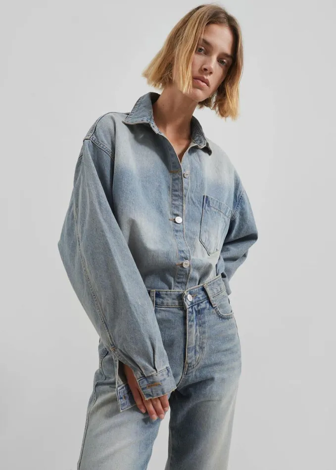 Clothing Women The Frankie Shop Nevada Denim Shirt 8211 Light Wash