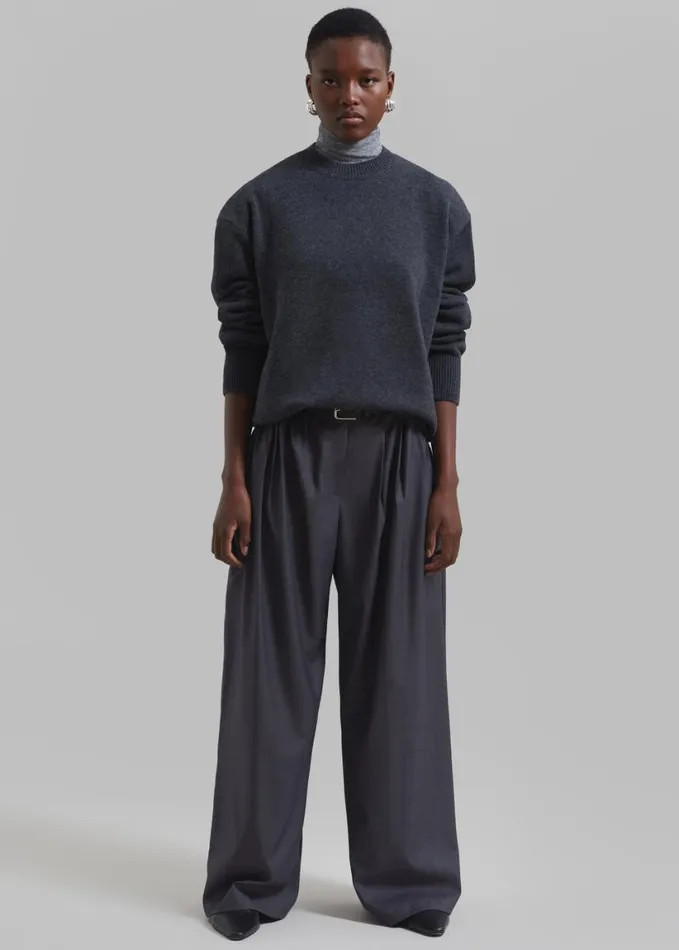 Clothing Women The Frankie Shop Nyla Pleated Pants 8211 Charcoal