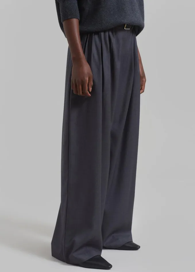 Clothing Women The Frankie Shop Nyla Pleated Pants 8211 Charcoal