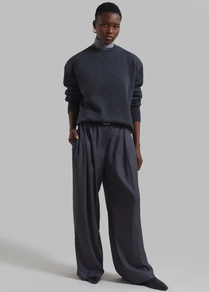 Clothing Women The Frankie Shop Nyla Pleated Pants 8211 Charcoal