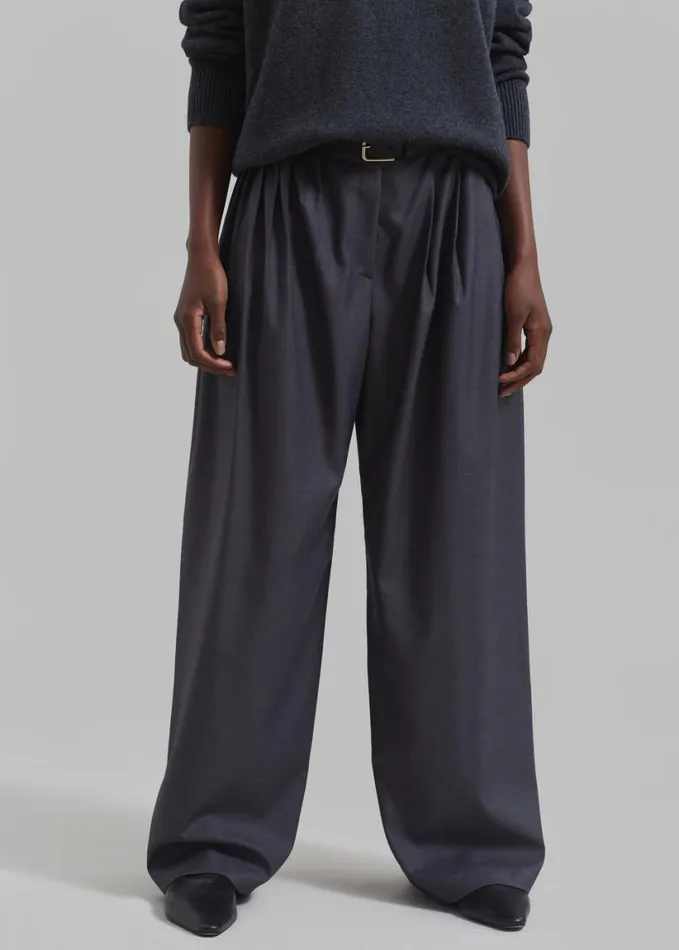 Clothing Women The Frankie Shop Nyla Pleated Pants 8211 Charcoal