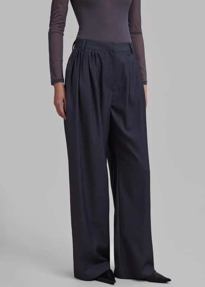 Clothing Women The Frankie Shop Nyla Pleated Pants 8211 Charcoal