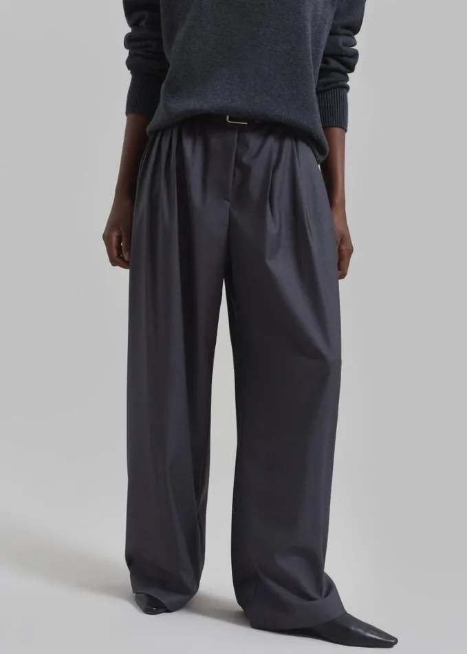 Clothing Women The Frankie Shop Nyla Pleated Pants 8211 Charcoal