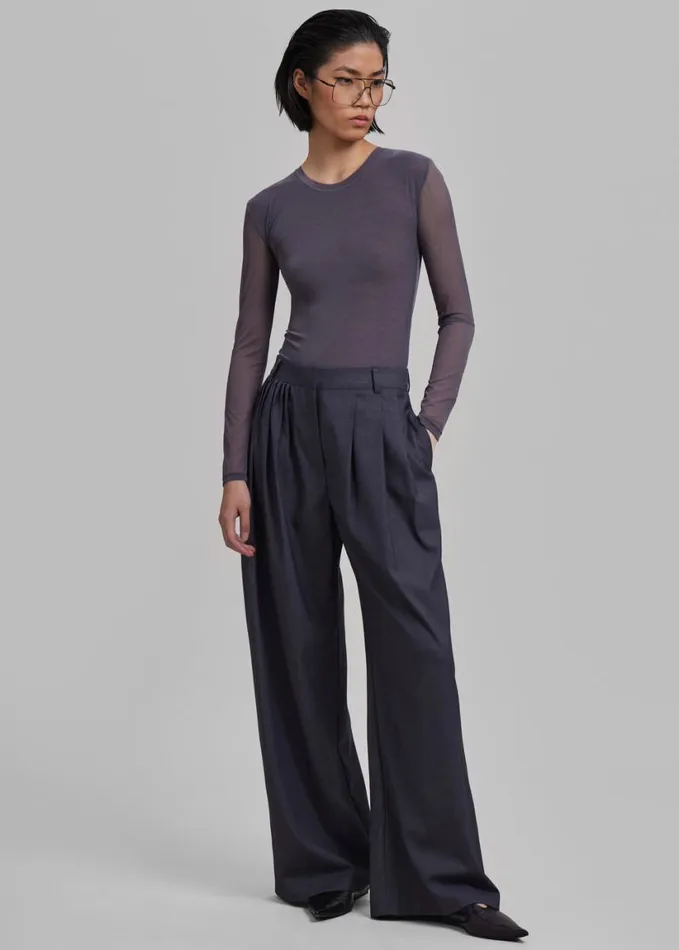 Clothing Women The Frankie Shop Nyla Pleated Pants 8211 Charcoal