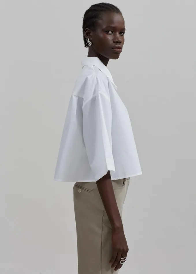 Clothing Women The Frankie Shop Odem Cropped Shirt 8211 White