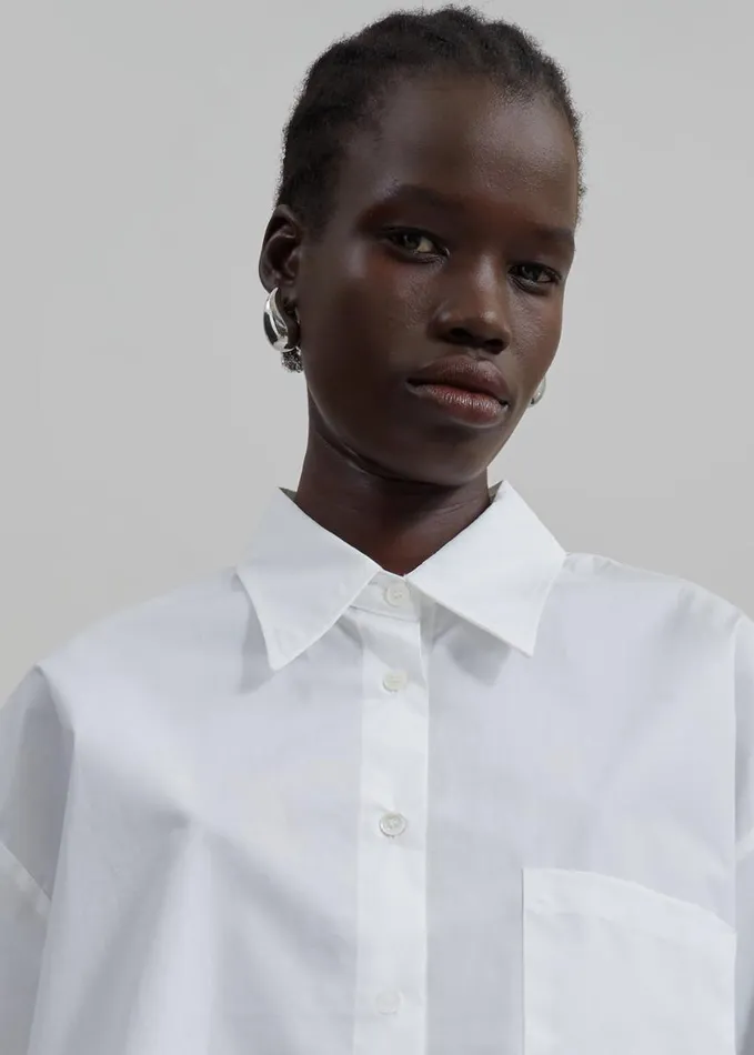 Clothing Women The Frankie Shop Odem Cropped Shirt 8211 White