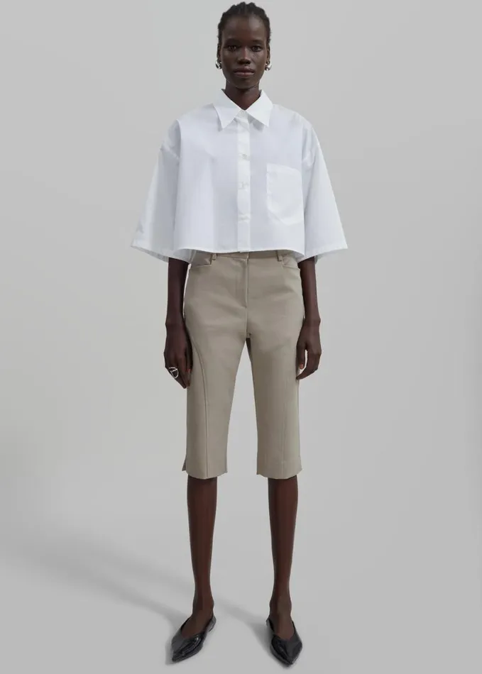 Clothing Women The Frankie Shop Odem Cropped Shirt 8211 White
